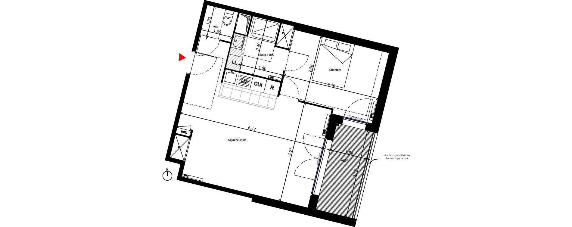 Appartement T2 de 48,47 m2 &agrave; Bondoufle Le grand parc