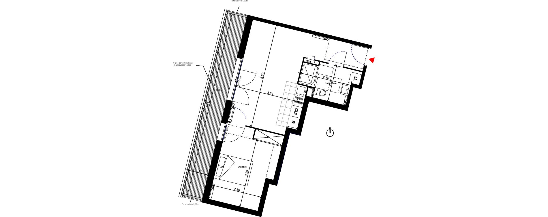 Appartement T2 de 43,45 m2 &agrave; Bondoufle Le grand parc