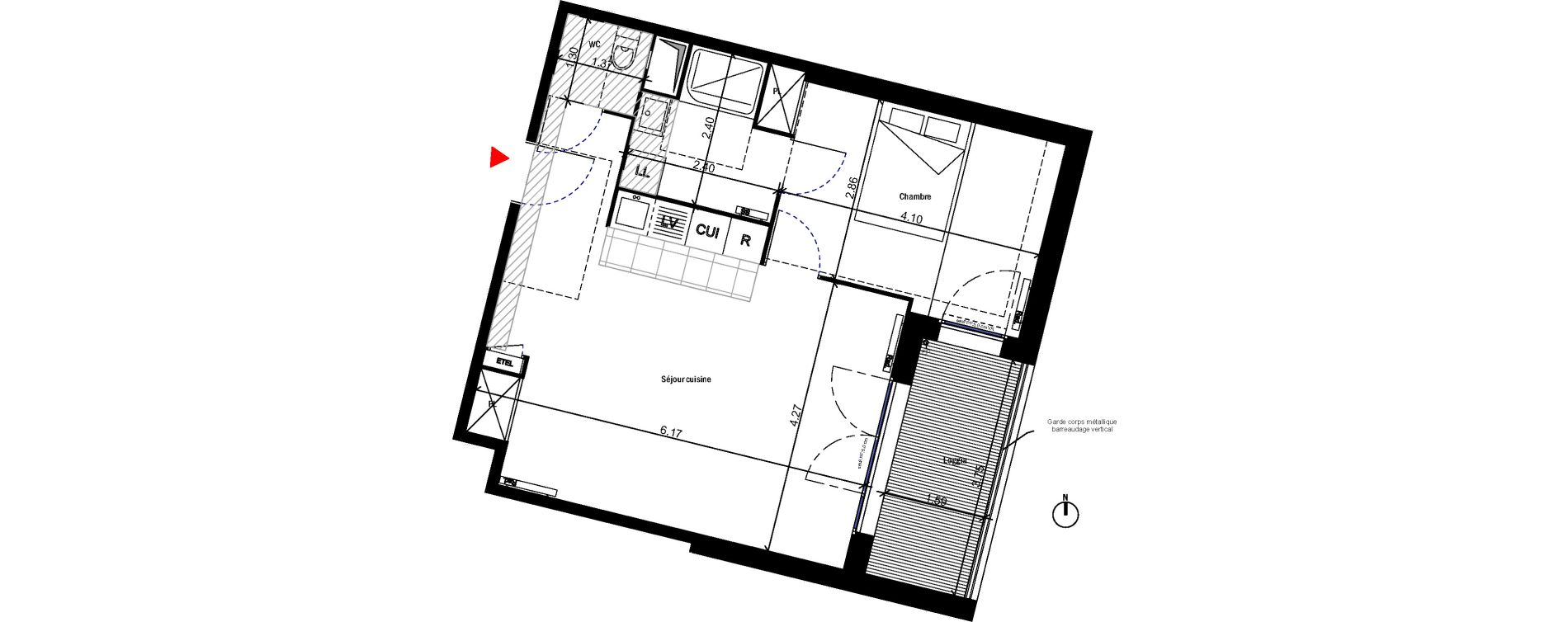 Appartement T2 de 48,47 m2 &agrave; Bondoufle Le grand parc