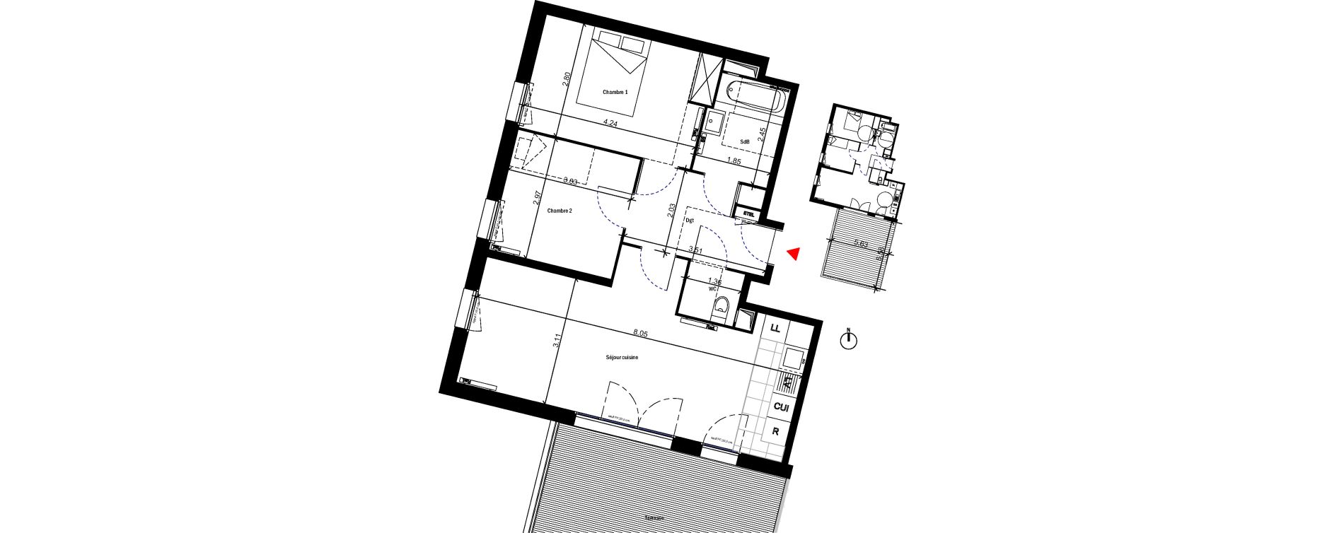 Appartement T3 de 60,32 m2 &agrave; Bondoufle Le grand parc