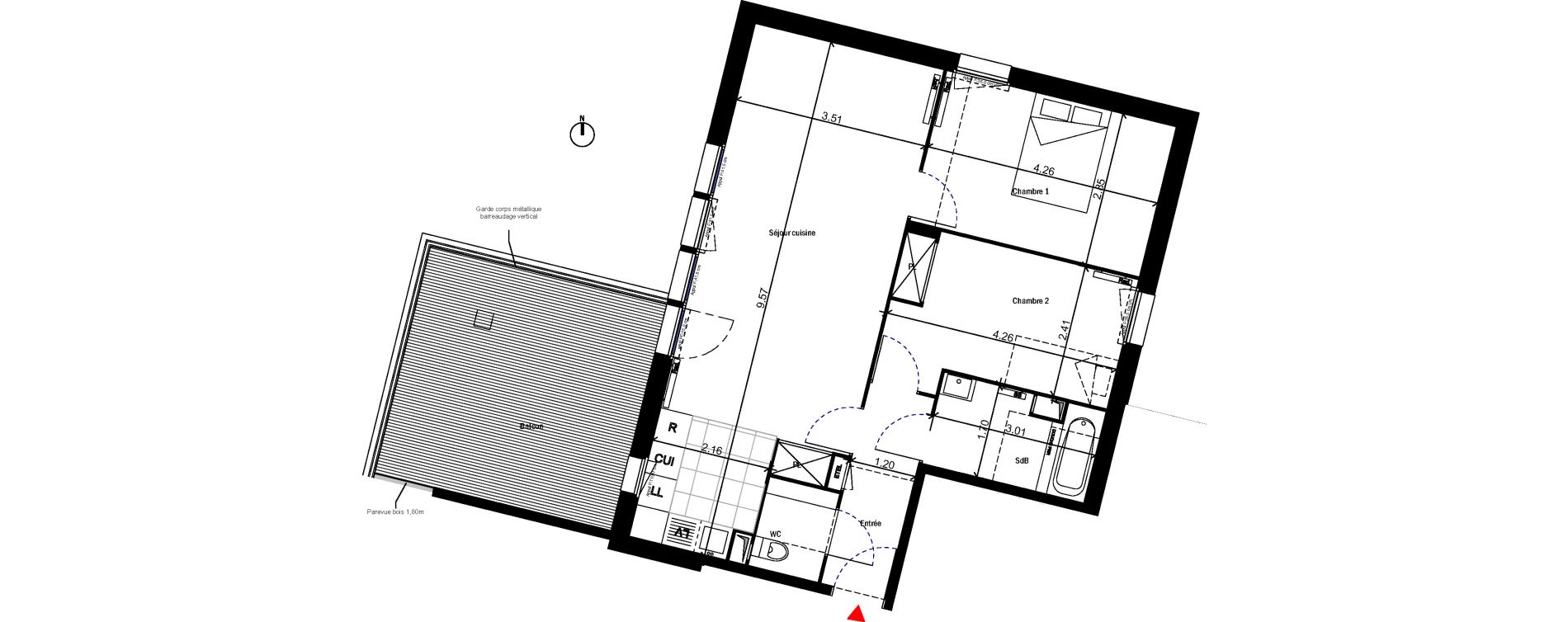 Appartement T3 de 64,87 m2 &agrave; Bondoufle Le grand parc