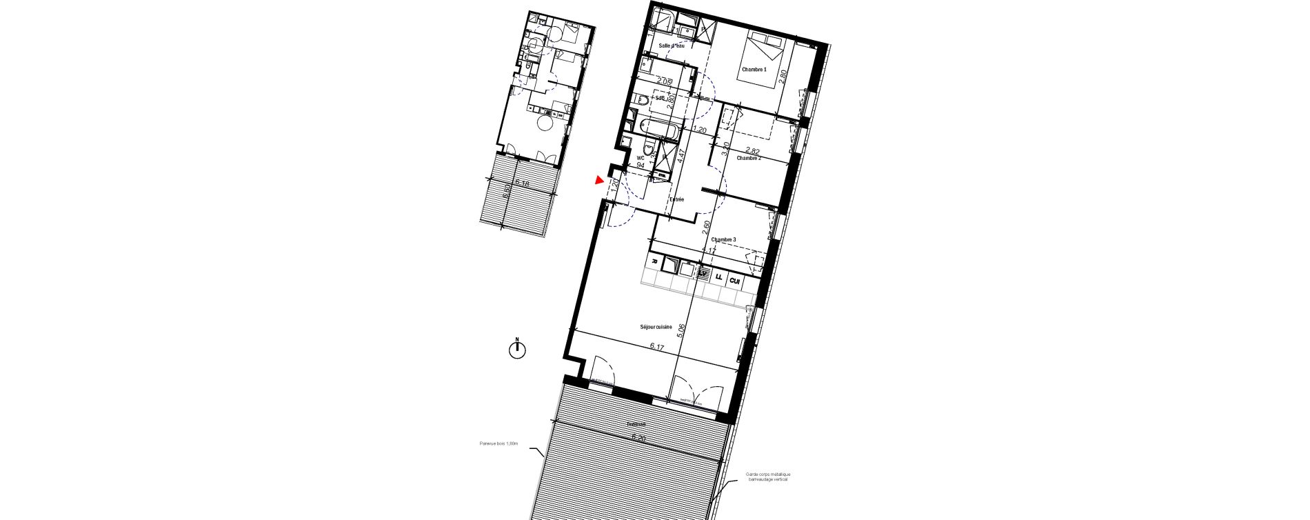 Appartement T4 de 81,71 m2 &agrave; Bondoufle Le grand parc