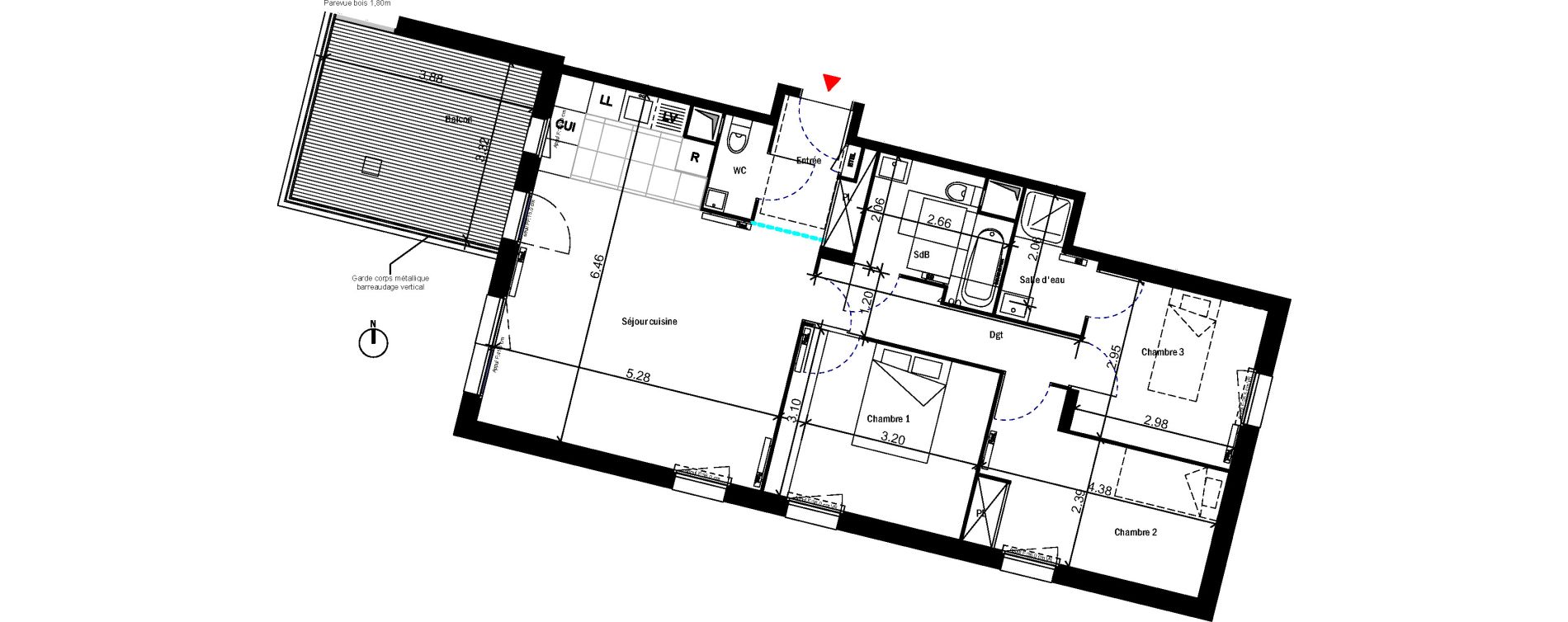 Appartement T4 de 80,13 m2 &agrave; Bondoufle Le grand parc