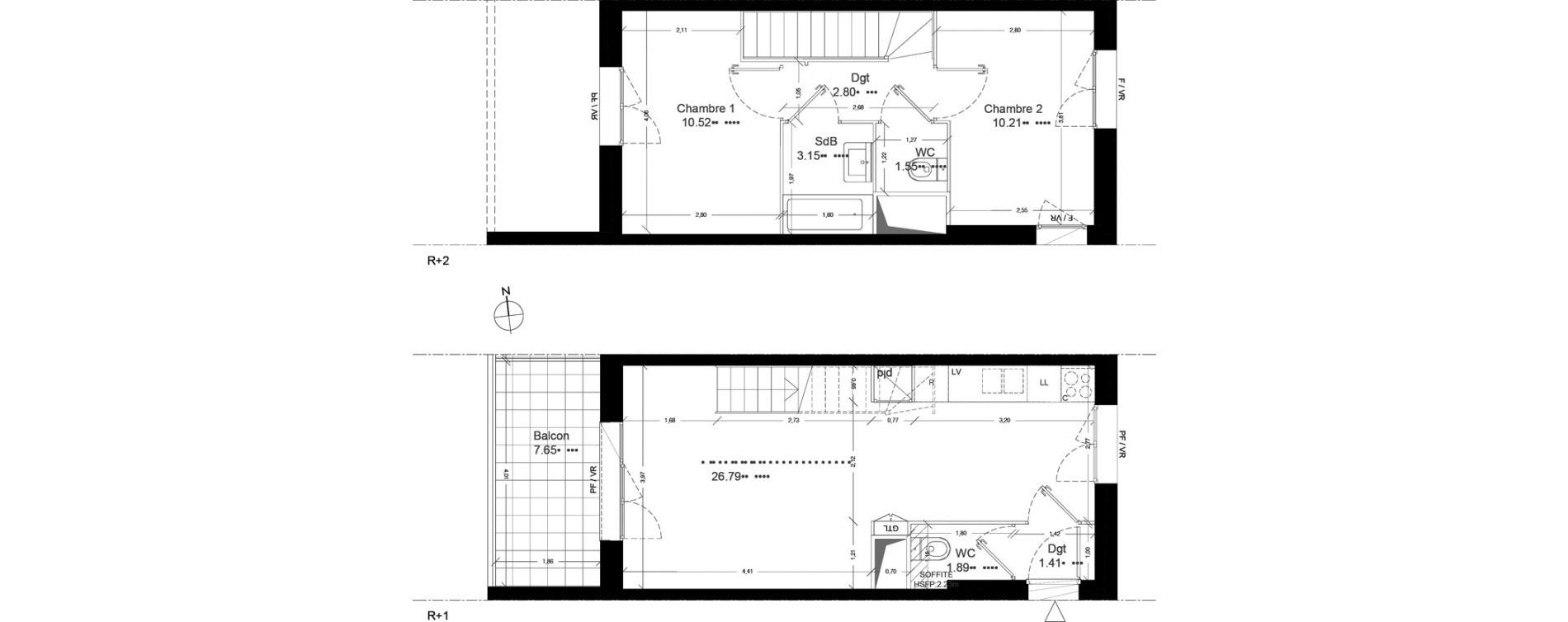 Appartement T3 de 58,31 m2 &agrave; Bondoufle Le grand parc