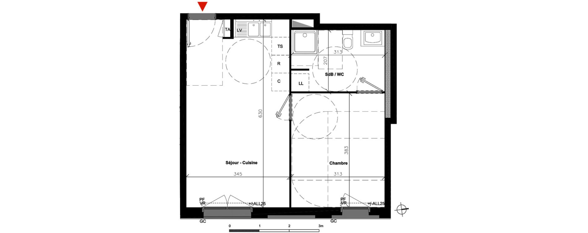 Appartement T2 de 39,90 m2 &agrave; Bondoufle Centre