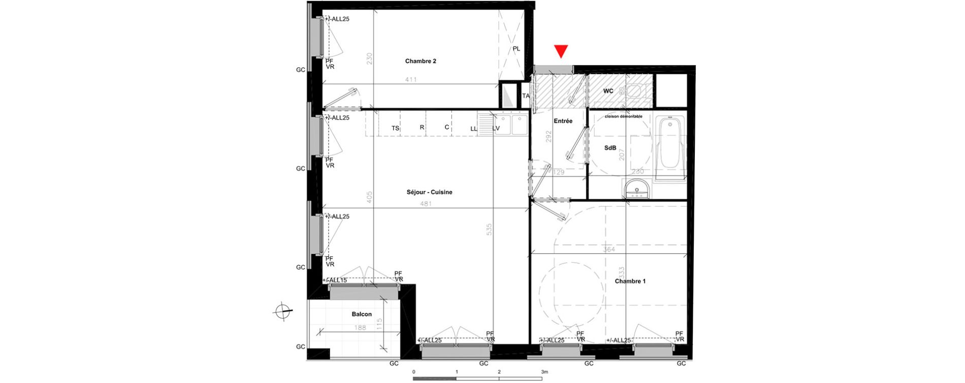 Appartement T3 de 55,40 m2 &agrave; Bondoufle Centre