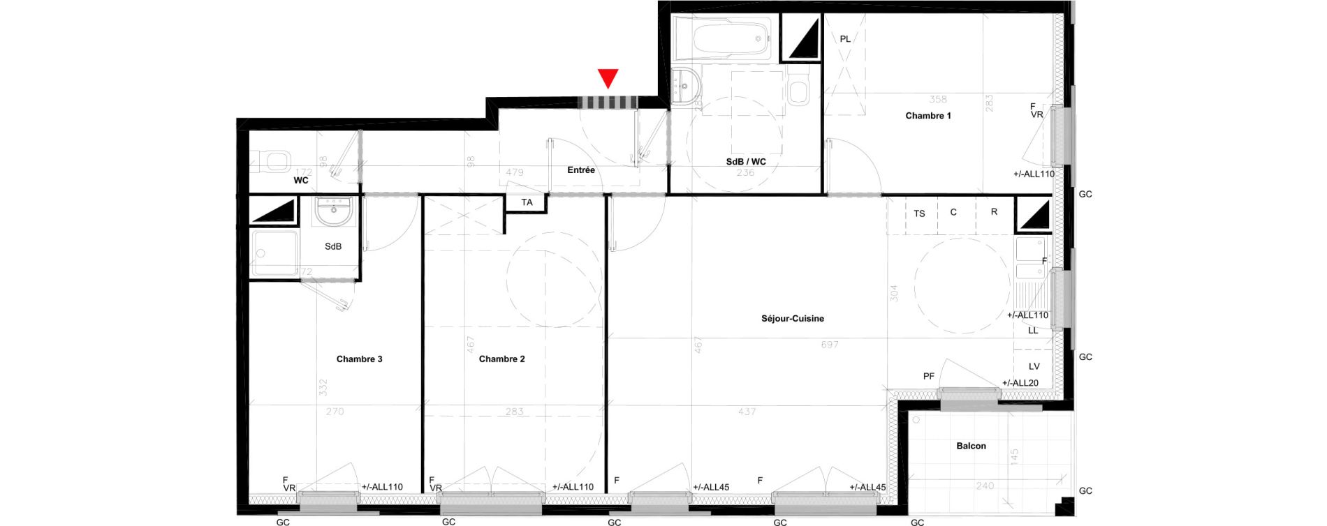 Appartement T4 de 76,60 m2 &agrave; Bondoufle Centre