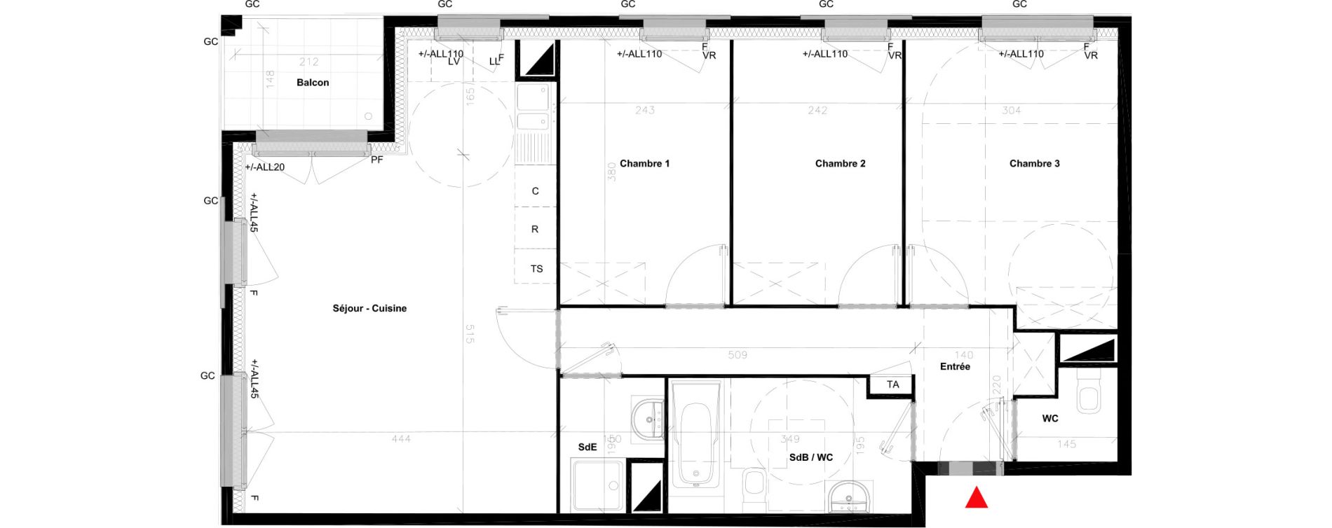 Appartement T4 de 75,75 m2 &agrave; Bondoufle Centre