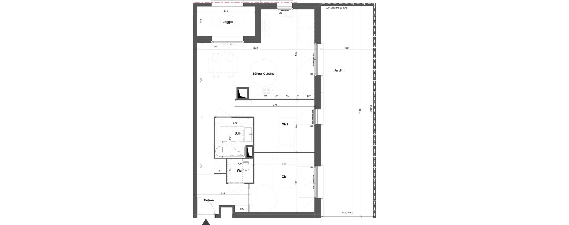 Appartement T3 de 63,45 m2 &agrave; Br&eacute;tigny-Sur-Orge Carouge joncs marins