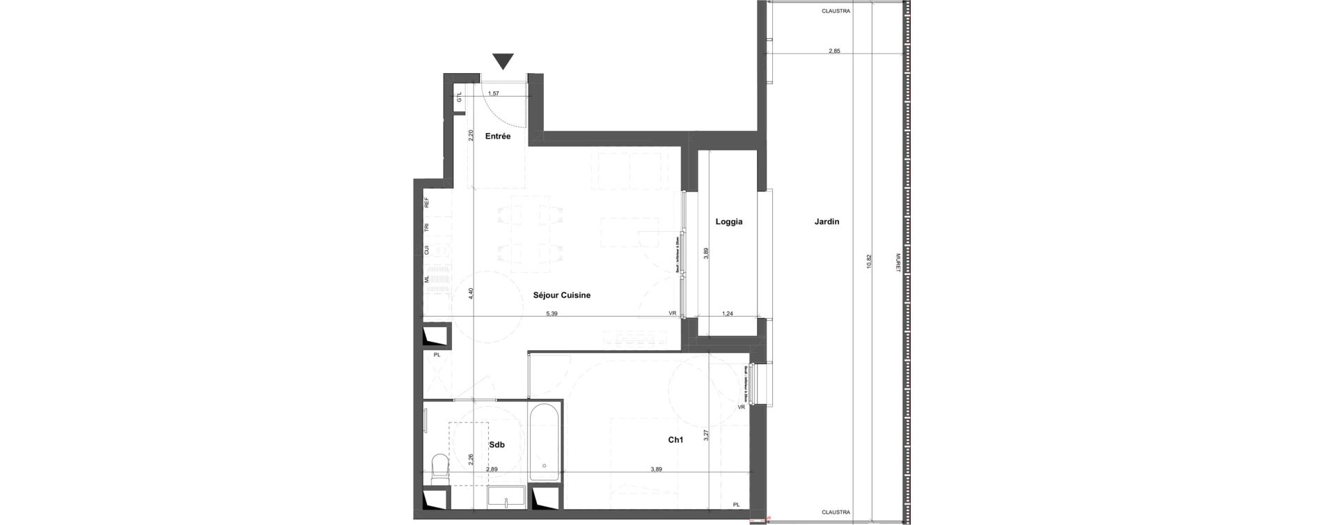 Appartement T2 de 45,67 m2 &agrave; Br&eacute;tigny-Sur-Orge Carouge joncs marins