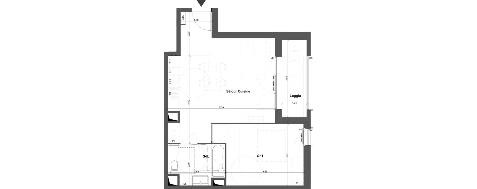 Appartement T2 de 44,44 m2 &agrave; Br&eacute;tigny-Sur-Orge Carouge joncs marins