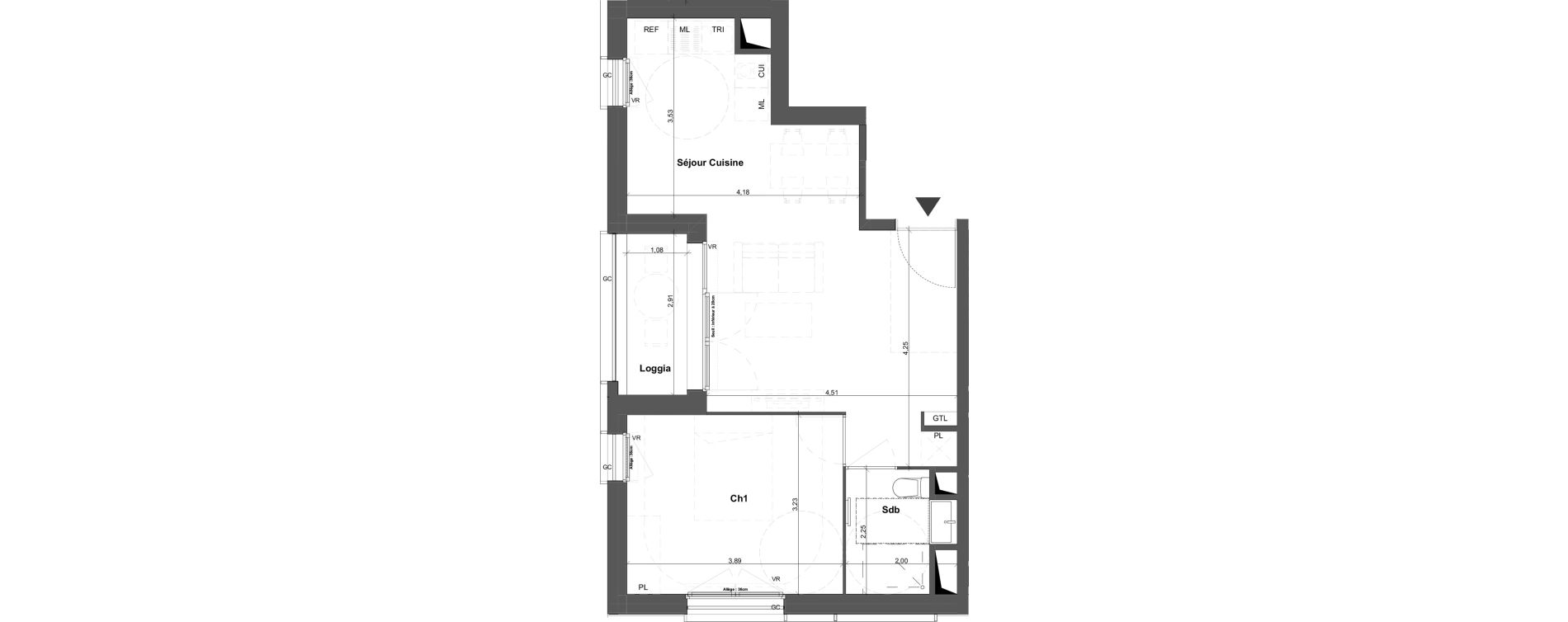 Appartement T2 de 45,13 m2 &agrave; Br&eacute;tigny-Sur-Orge Carouge joncs marins