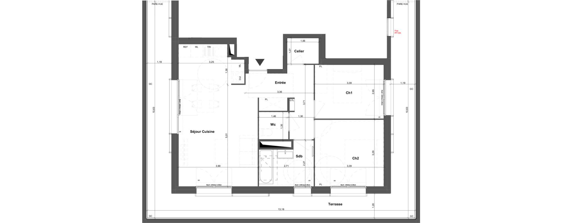 Appartement T3 de 62,29 m2 &agrave; Br&eacute;tigny-Sur-Orge Carouge joncs marins