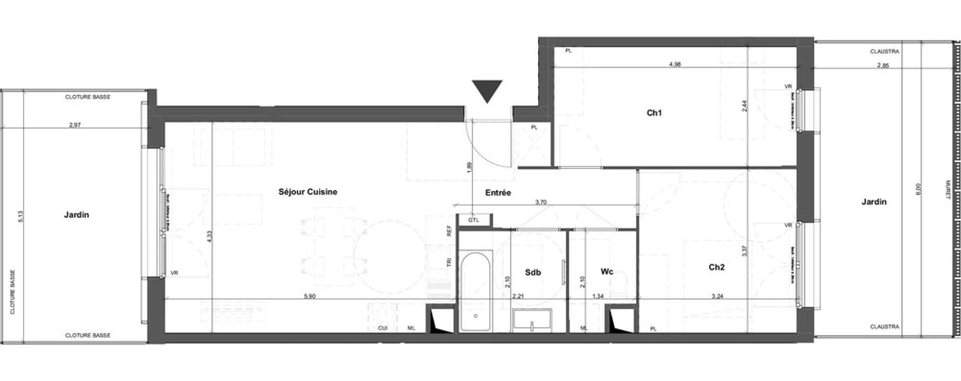 Appartement T3 de 61,99 m2 &agrave; Br&eacute;tigny-Sur-Orge Carouge joncs marins