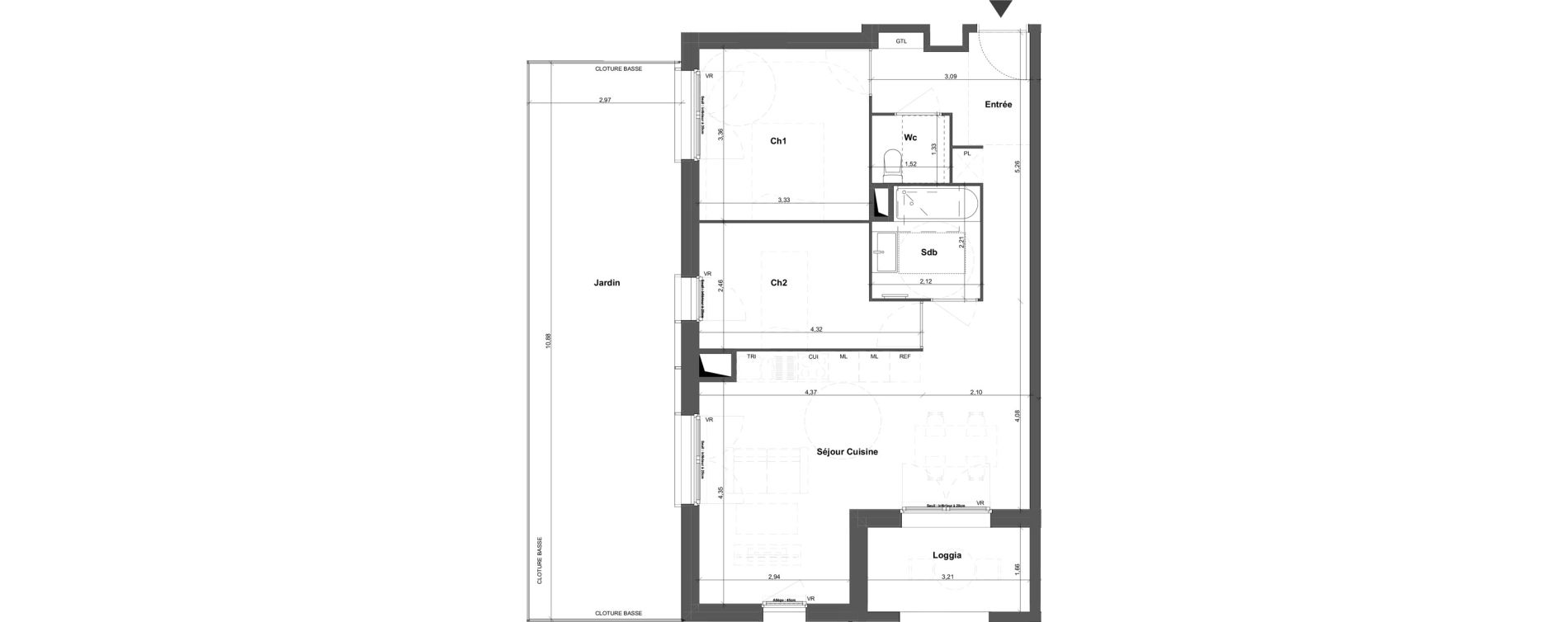 Appartement T3 de 62,20 m2 &agrave; Br&eacute;tigny-Sur-Orge Carouge joncs marins