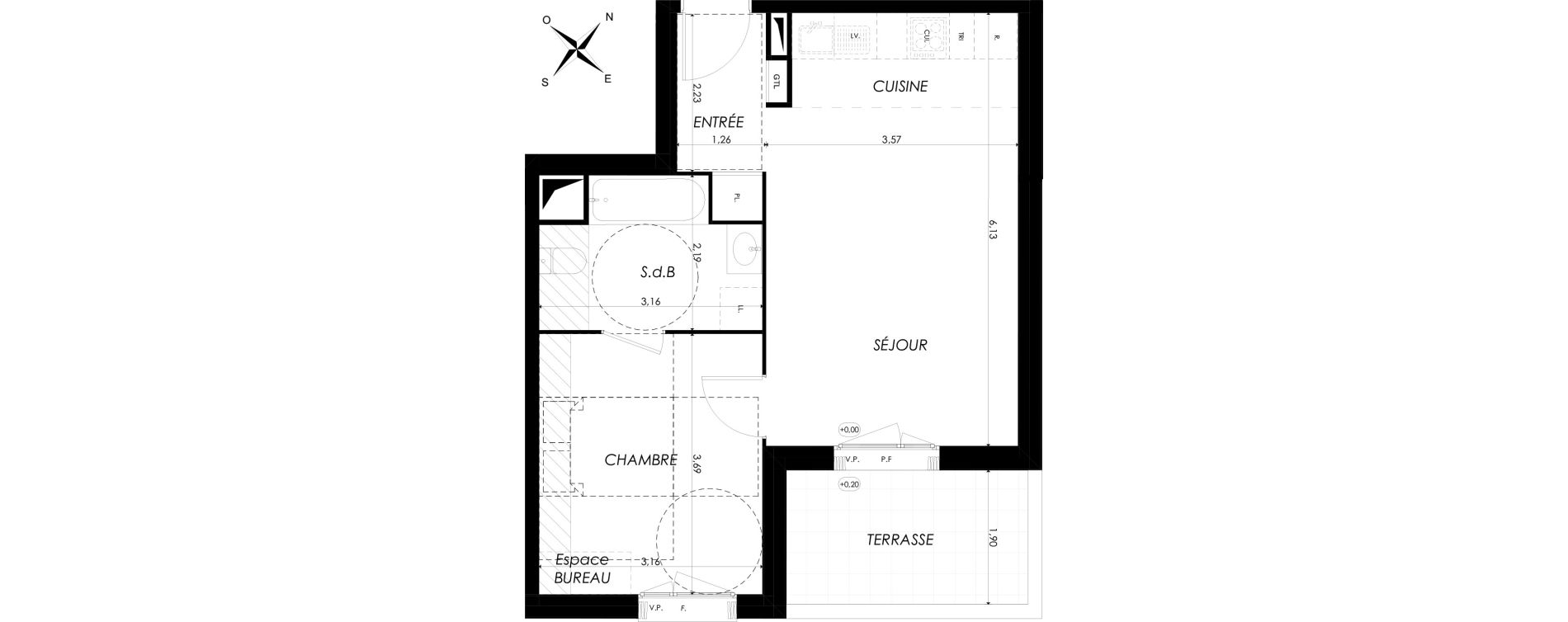 Appartement T2 de 42,17 m2 &agrave; Br&eacute;tigny-Sur-Orge Clause bois-badeau