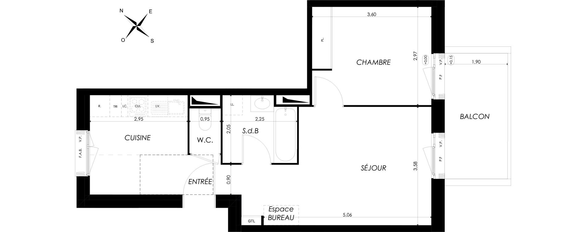 Appartement T2 de 44,25 m2 &agrave; Br&eacute;tigny-Sur-Orge Clause bois-badeau