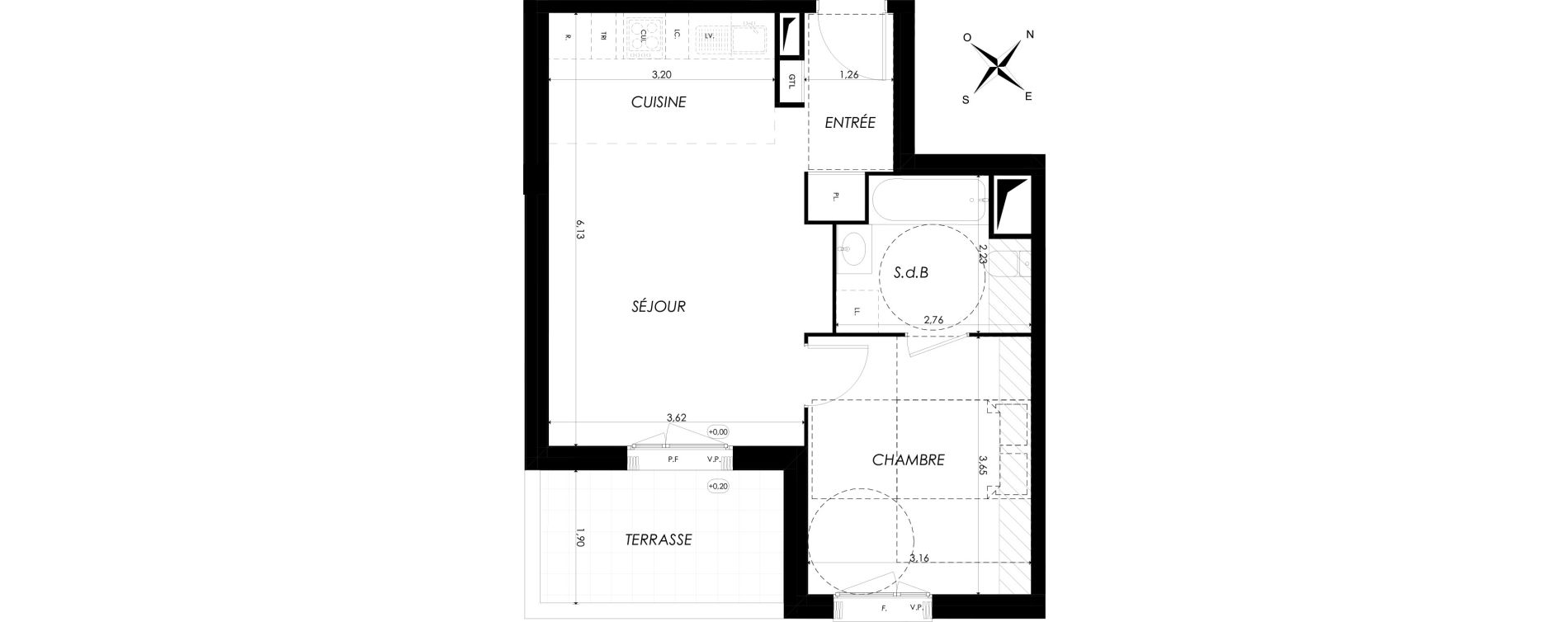 Appartement T2 de 42,48 m2 &agrave; Br&eacute;tigny-Sur-Orge Clause bois-badeau