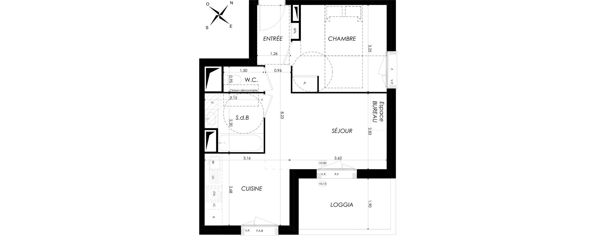 Appartement T2 de 41,54 m2 &agrave; Br&eacute;tigny-Sur-Orge Clause bois-badeau