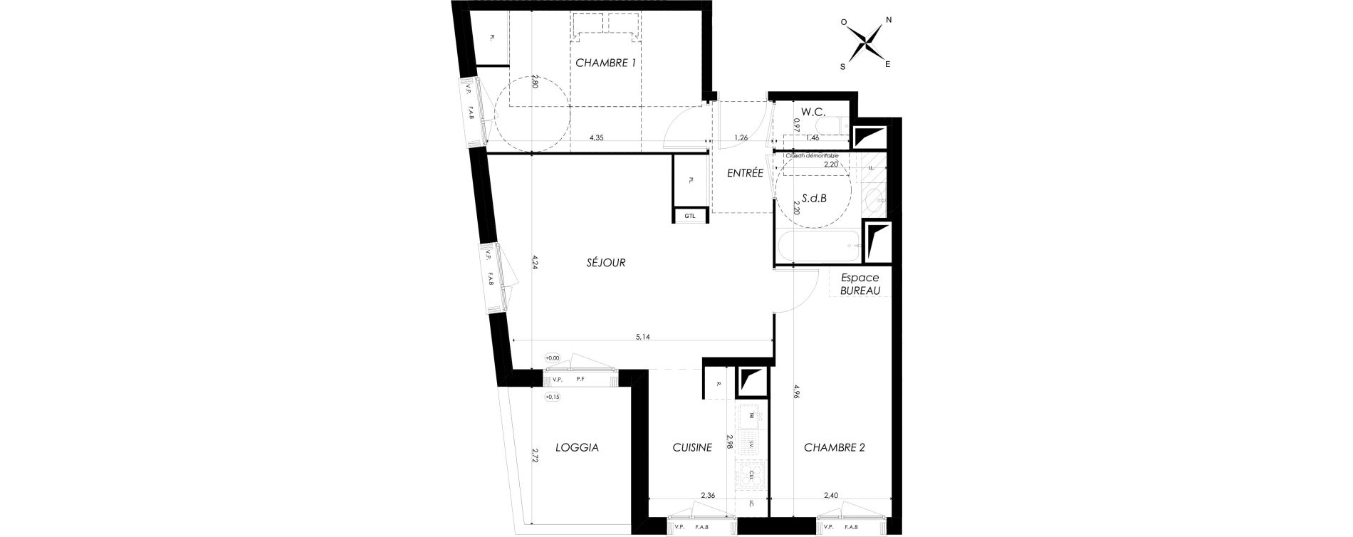 Appartement T3 de 60,22 m2 &agrave; Br&eacute;tigny-Sur-Orge Clause bois-badeau