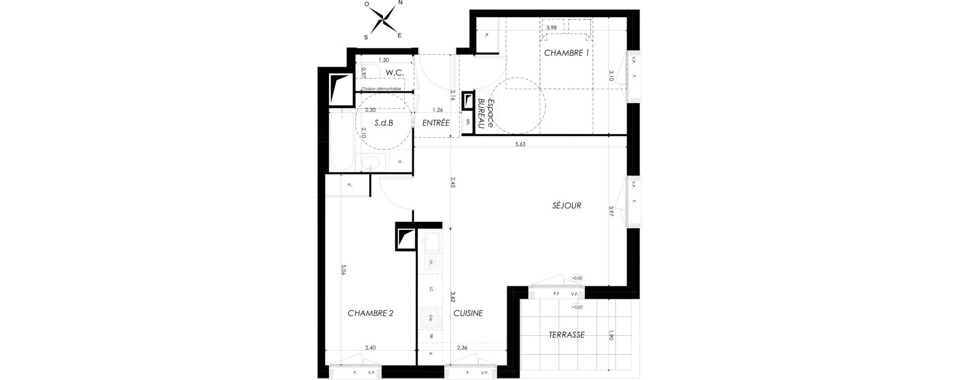 Appartement T3 de 59,84 m2 &agrave; Br&eacute;tigny-Sur-Orge Clause bois-badeau