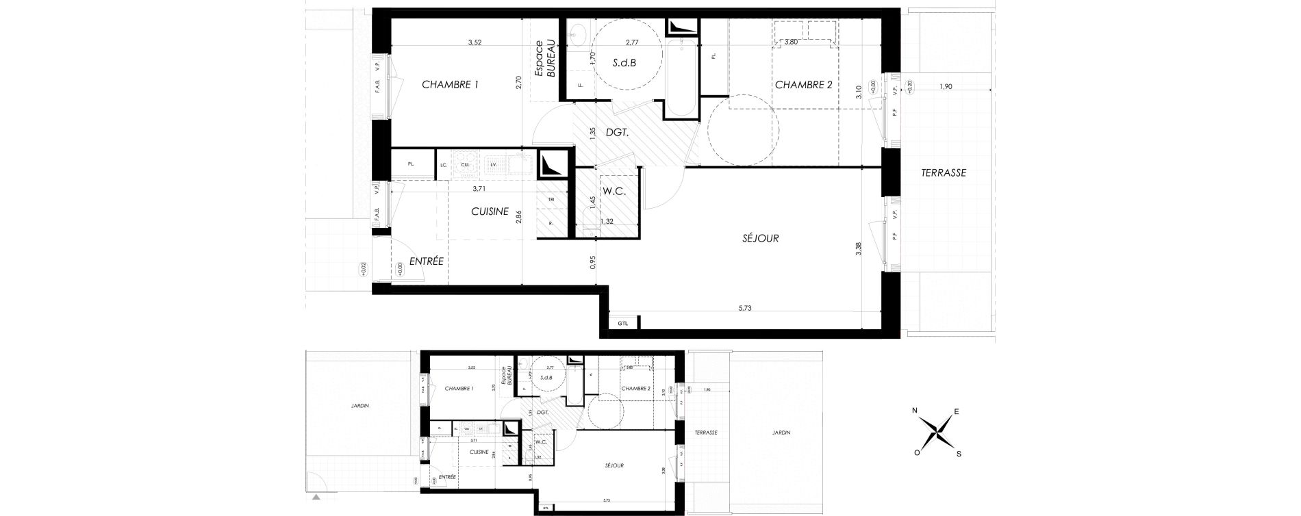 Appartement T3 de 60,45 m2 &agrave; Br&eacute;tigny-Sur-Orge Clause bois-badeau