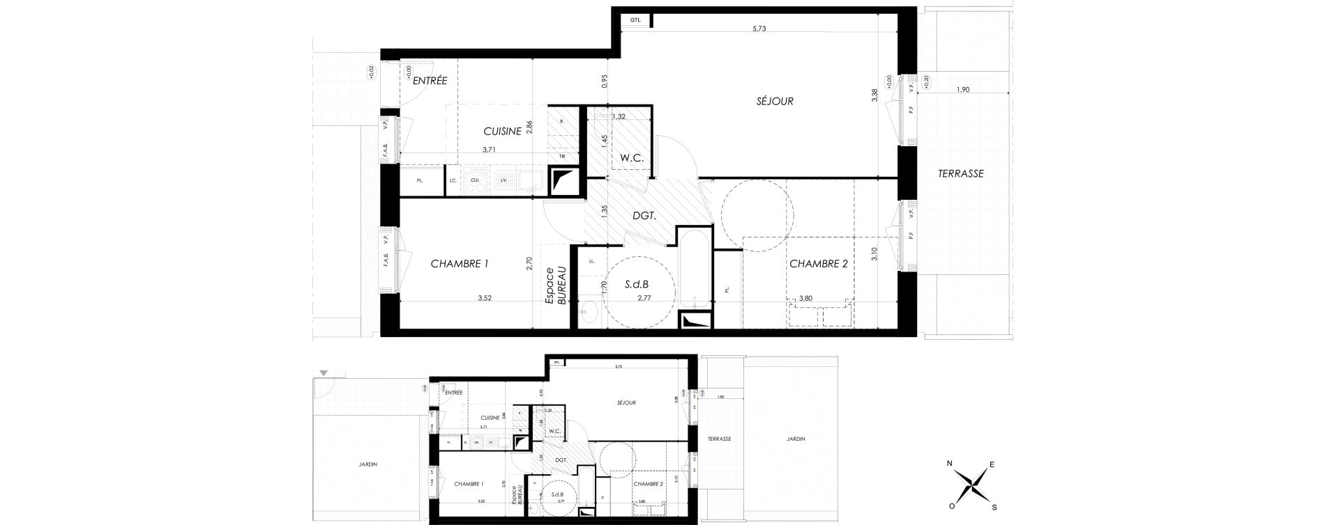 Appartement T3 de 60,45 m2 &agrave; Br&eacute;tigny-Sur-Orge Clause bois-badeau