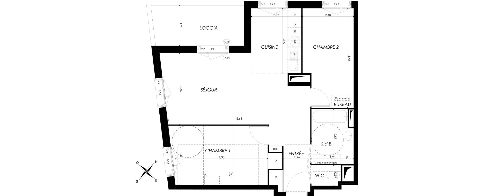 Appartement T3 de 62,16 m2 &agrave; Br&eacute;tigny-Sur-Orge Clause bois-badeau