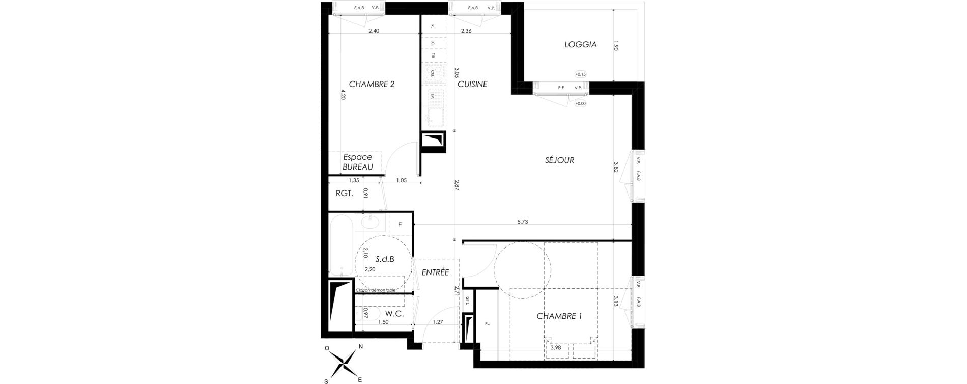 Appartement T3 de 60,46 m2 &agrave; Br&eacute;tigny-Sur-Orge Clause bois-badeau