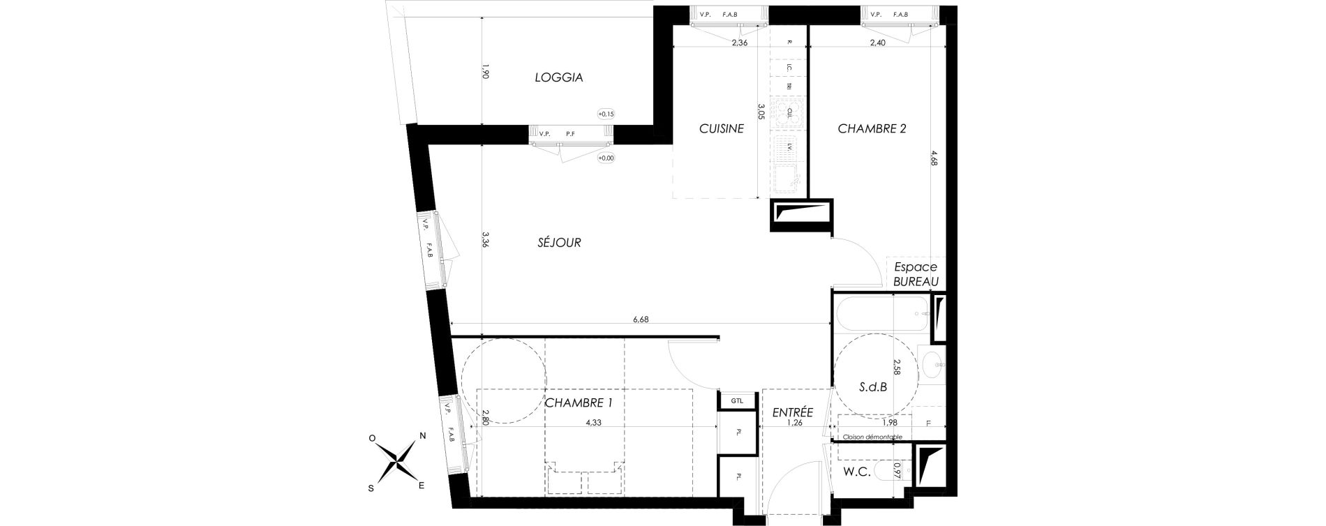 Appartement T3 de 62,16 m2 &agrave; Br&eacute;tigny-Sur-Orge Clause bois-badeau