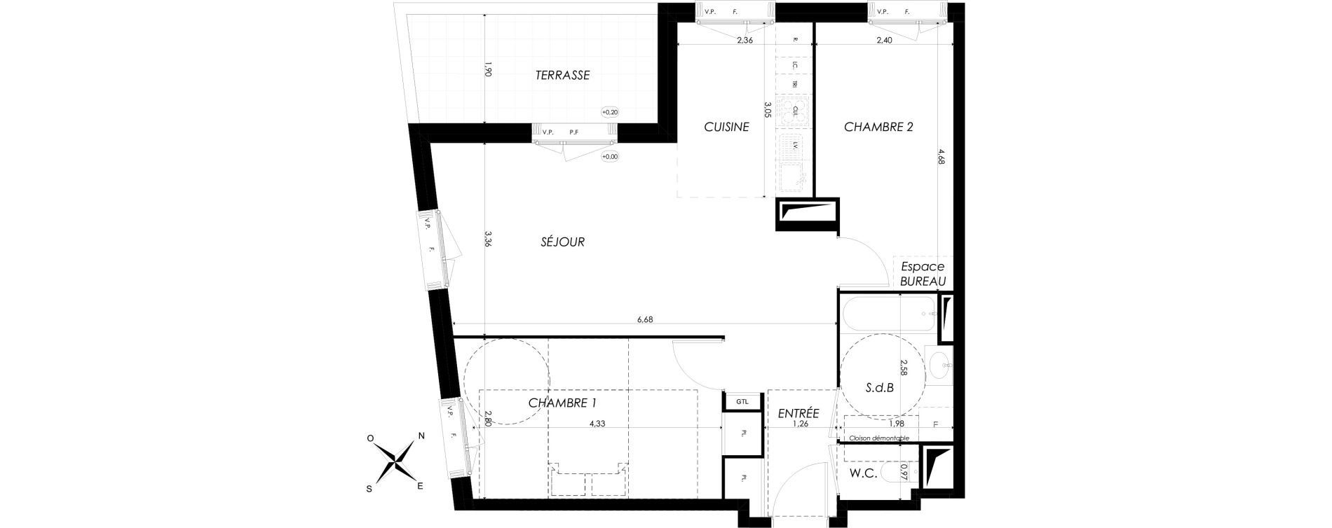 Appartement T3 de 62,16 m2 &agrave; Br&eacute;tigny-Sur-Orge Clause bois-badeau