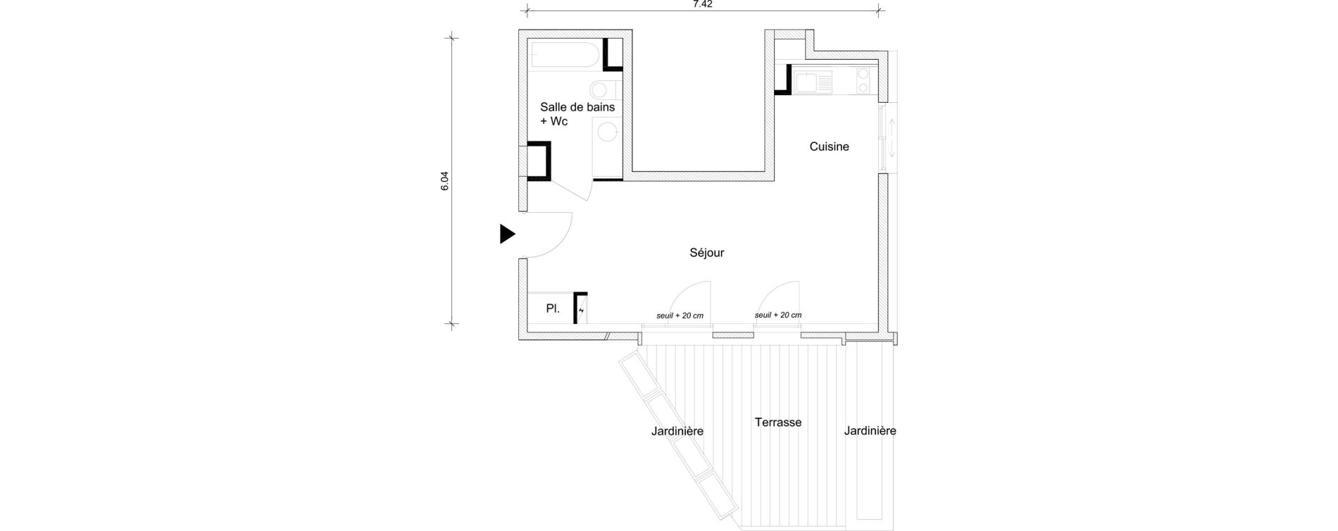 Appartement T1 bis de 32,70 m2 &agrave; Br&eacute;tigny-Sur-Orge Clause bois-badeau