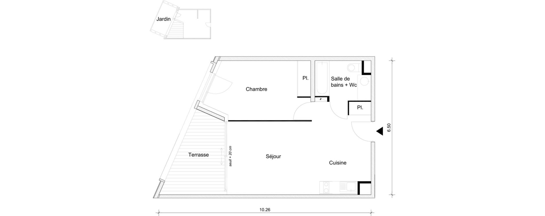 Appartement T2 de 45,31 m2 &agrave; Br&eacute;tigny-Sur-Orge Clause bois-badeau