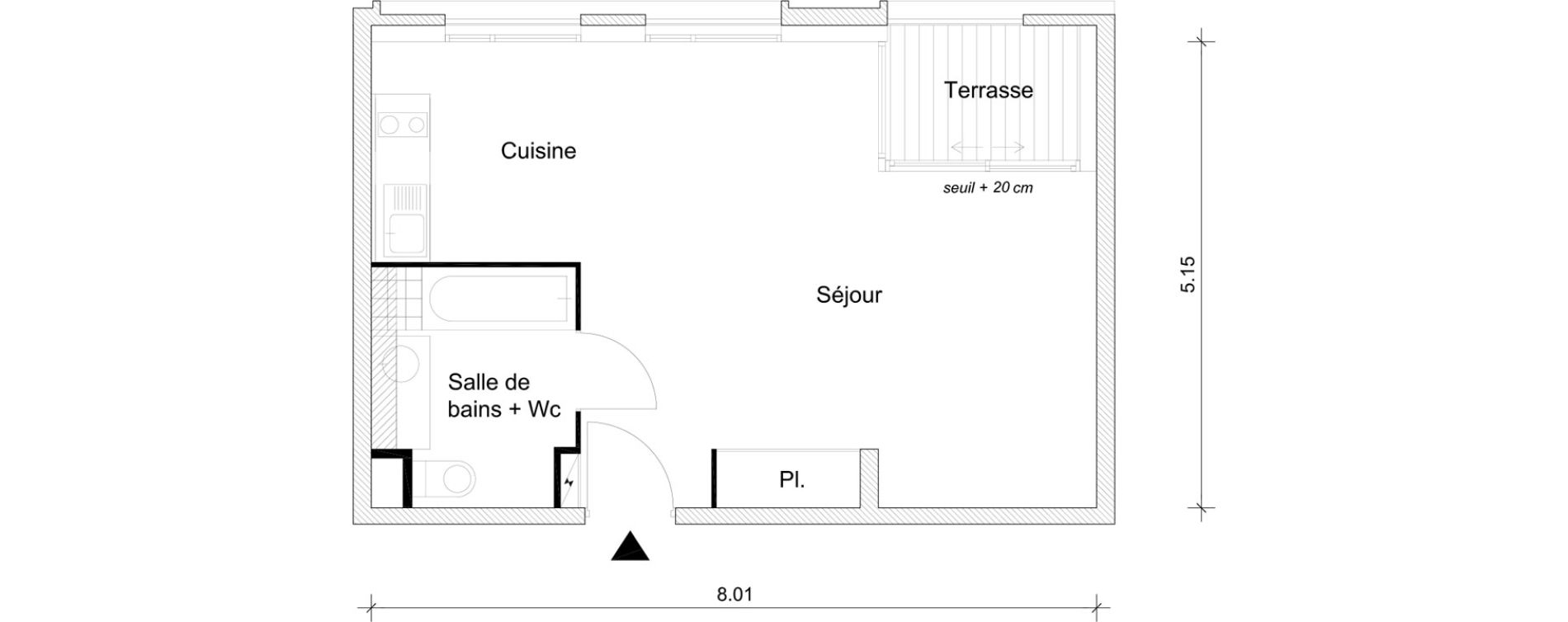 Appartement T1 bis de 36,96 m2 &agrave; Br&eacute;tigny-Sur-Orge Clause bois-badeau