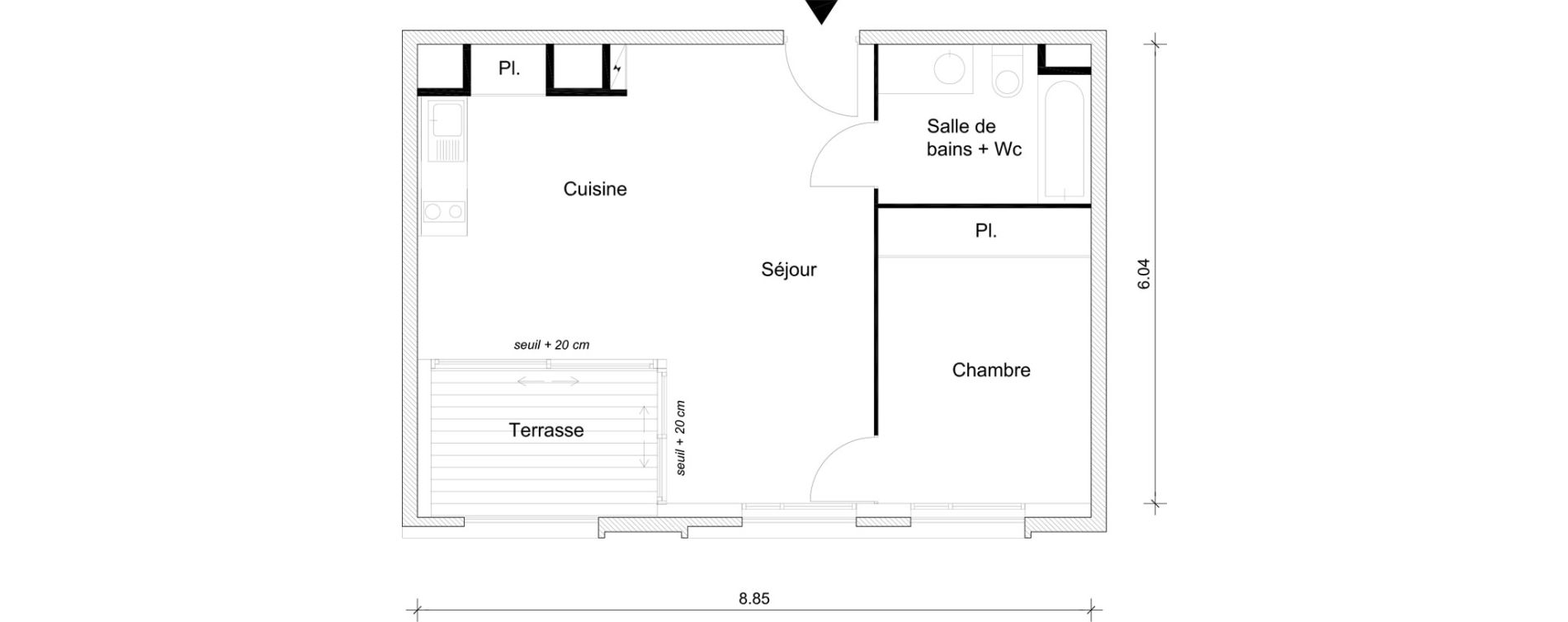 Appartement T2 de 45,30 m2 &agrave; Br&eacute;tigny-Sur-Orge Clause bois-badeau