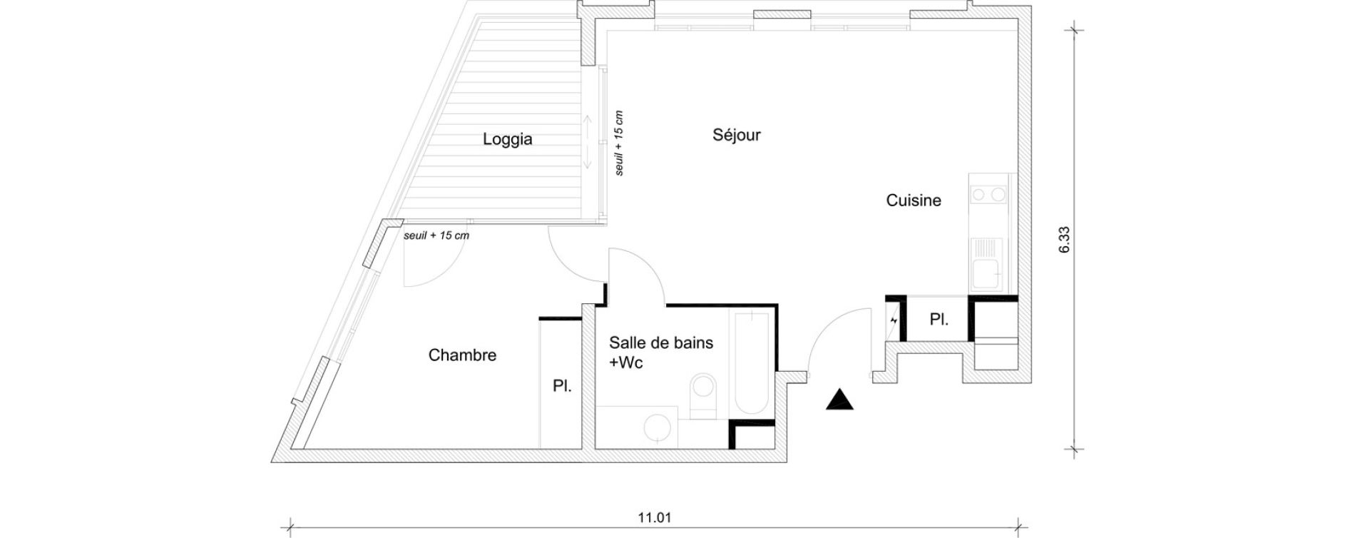 Appartement T2 de 45,27 m2 &agrave; Br&eacute;tigny-Sur-Orge Clause bois-badeau