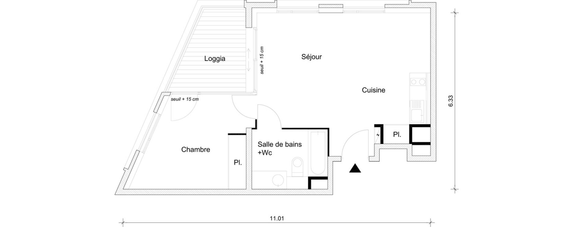 Appartement T2 de 45,27 m2 &agrave; Br&eacute;tigny-Sur-Orge Clause bois-badeau
