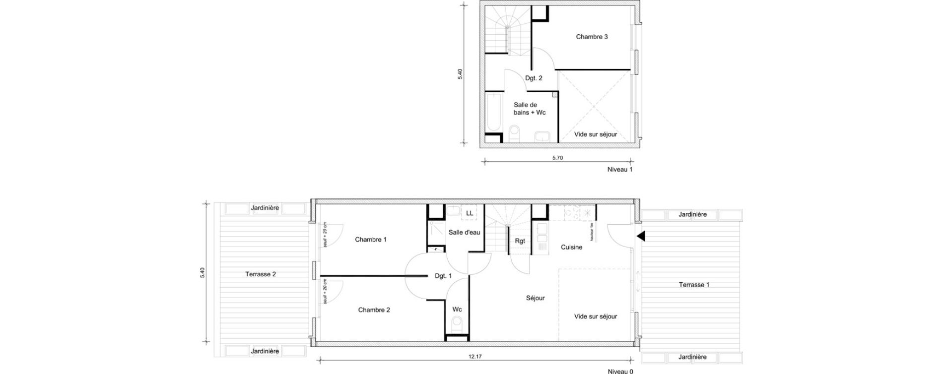 Duplex T4 de 79,03 m2 &agrave; Br&eacute;tigny-Sur-Orge Clause bois-badeau