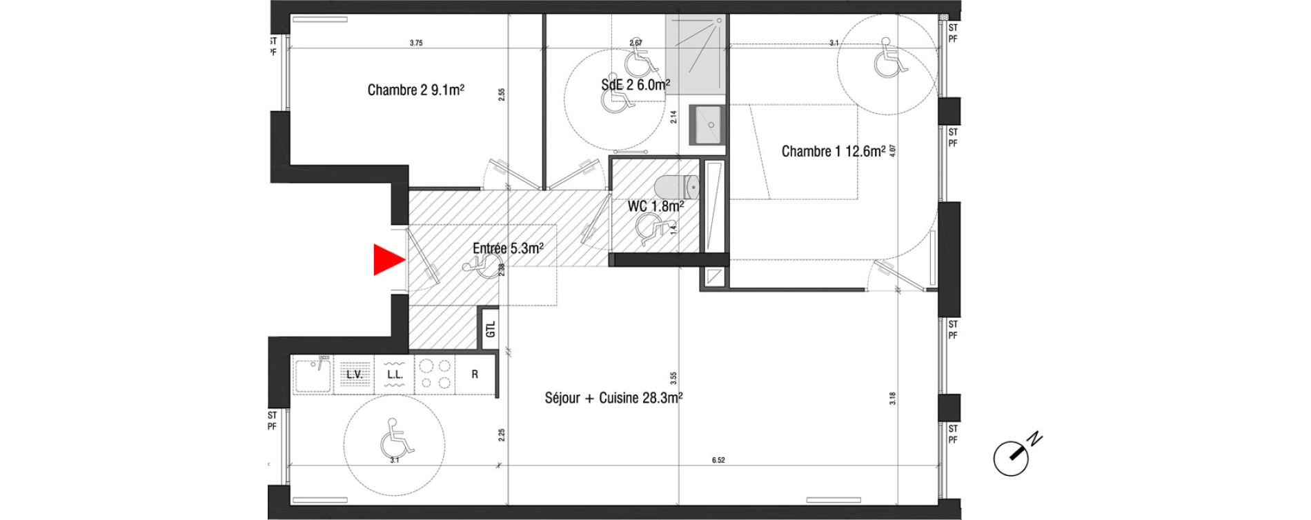 Appartement T3 de 63,10 m2 &agrave; Br&eacute;tigny-Sur-Orge Clause-bois badeau