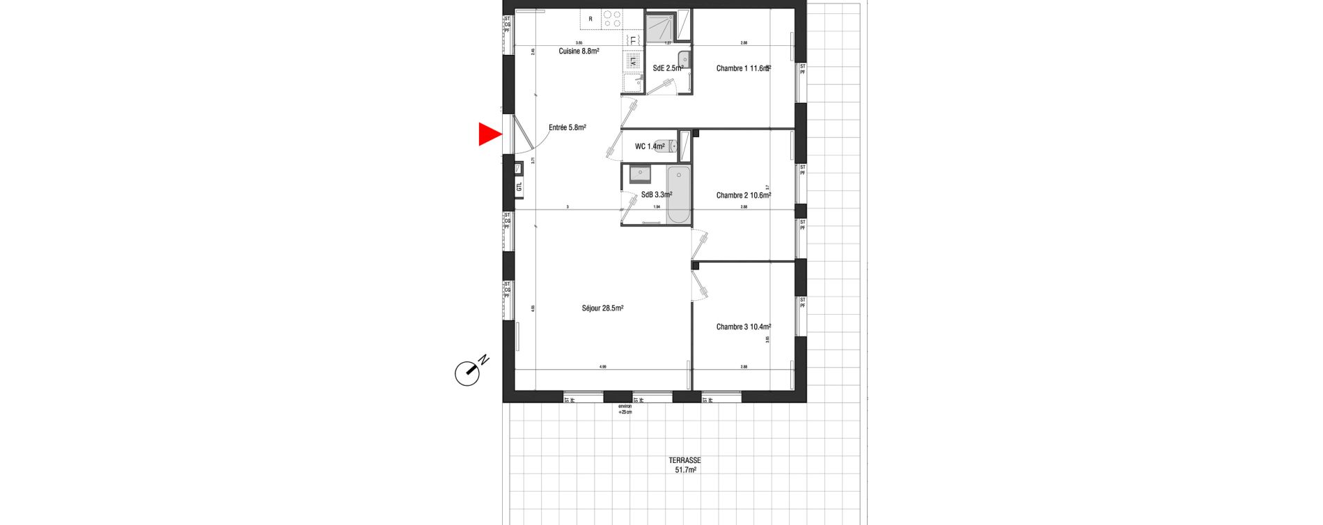 Appartement T4 de 82,90 m2 &agrave; Br&eacute;tigny-Sur-Orge Clause-bois badeau