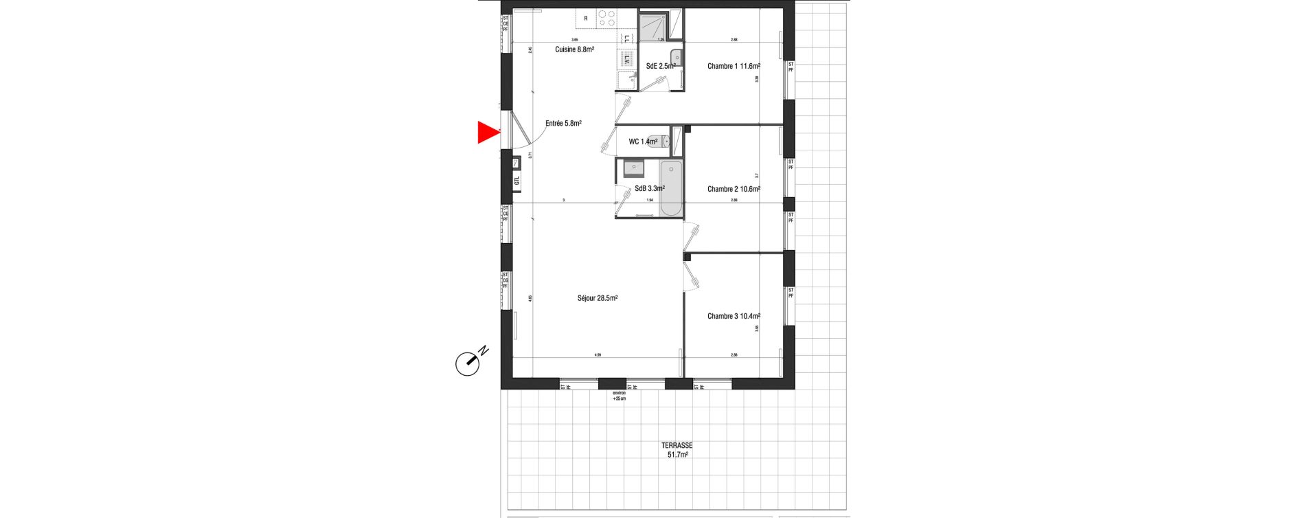 Appartement T4 de 82,90 m2 &agrave; Br&eacute;tigny-Sur-Orge Clause-bois badeau