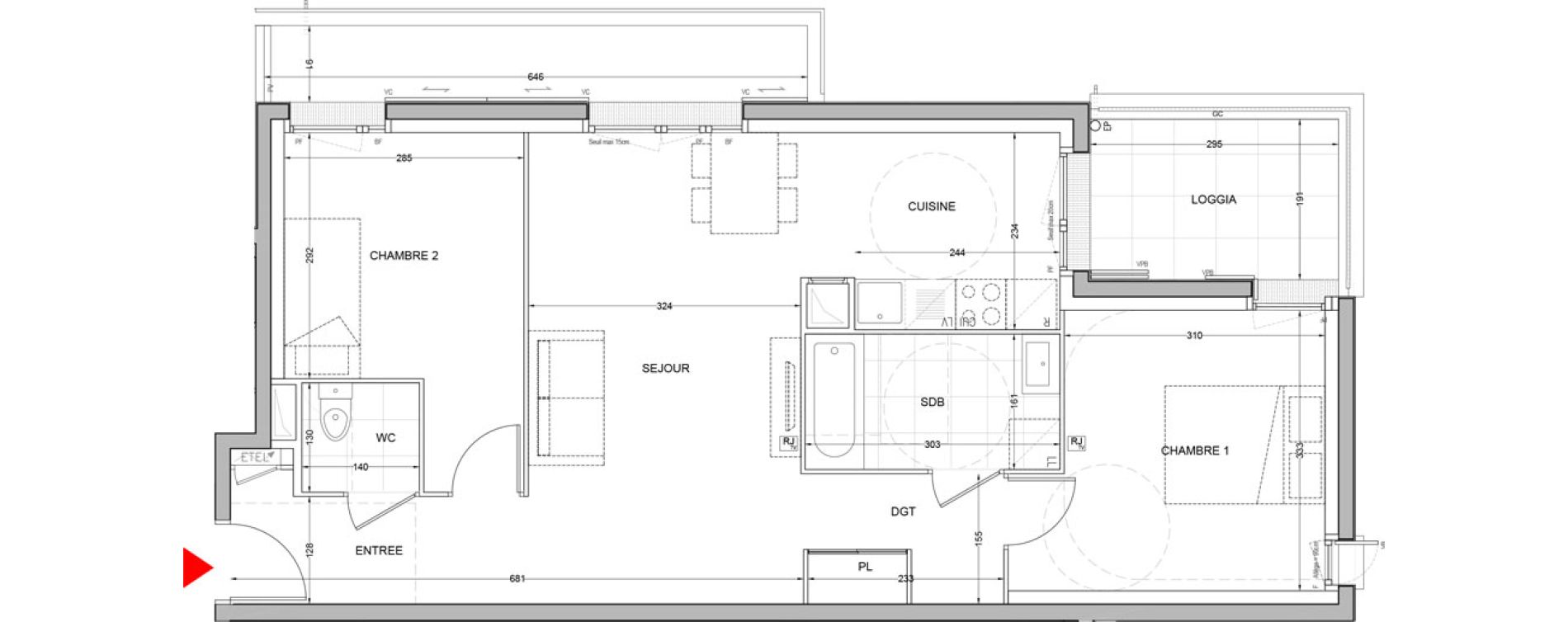 Appartement T3 de 61,31 m2 &agrave; Br&eacute;tigny-Sur-Orge Carouge joncs marins