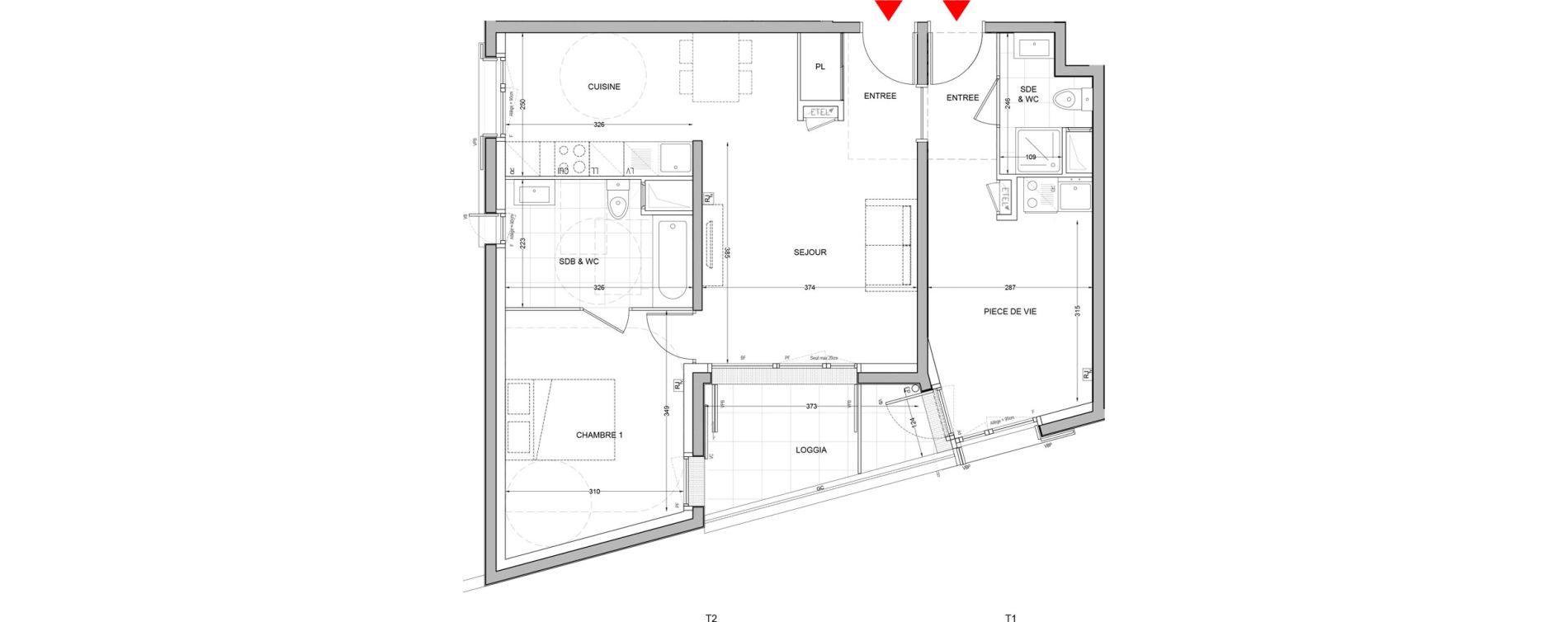 Appartement T3 de 66,32 m2 &agrave; Br&eacute;tigny-Sur-Orge Carouge joncs marins