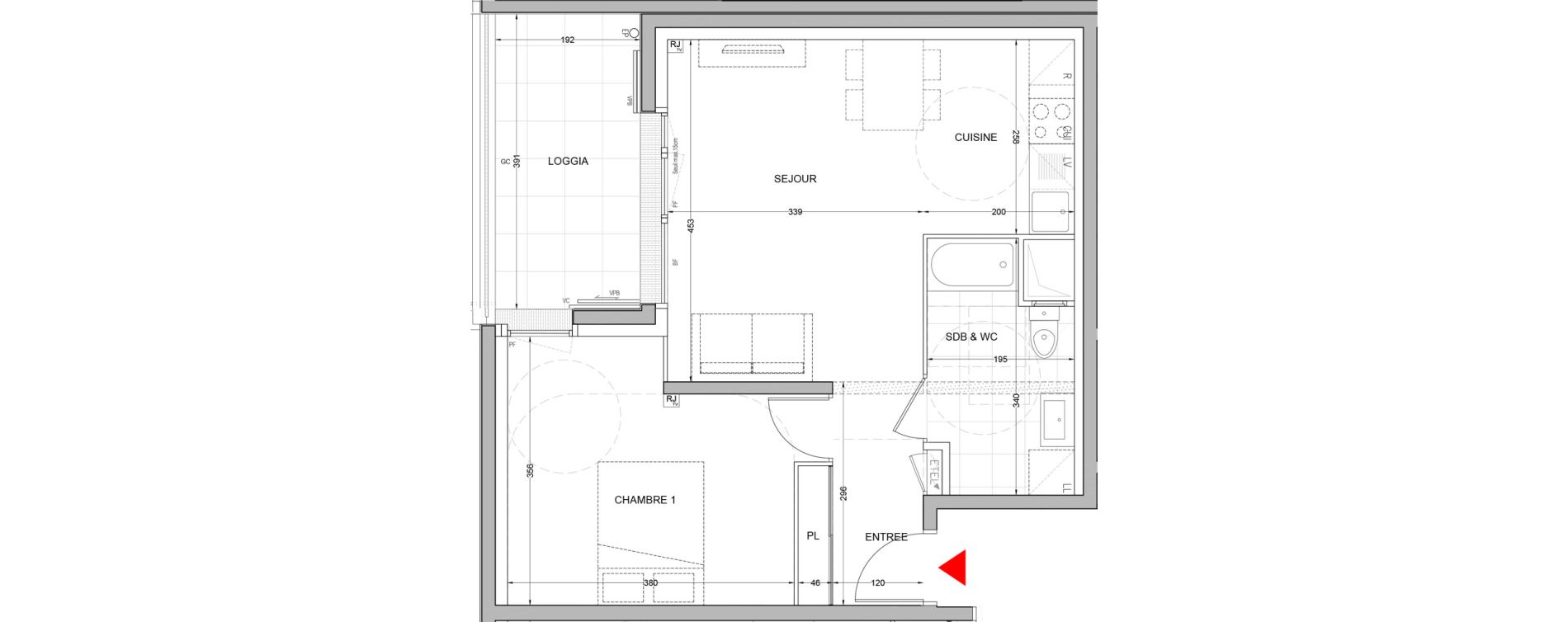 Appartement T2 de 43,31 m2 &agrave; Br&eacute;tigny-Sur-Orge Carouge joncs marins