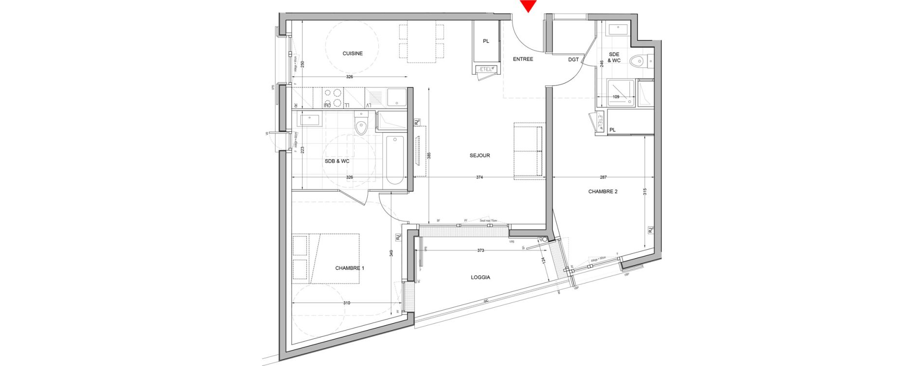 Appartement T3 de 66,32 m2 &agrave; Br&eacute;tigny-Sur-Orge Carouge joncs marins