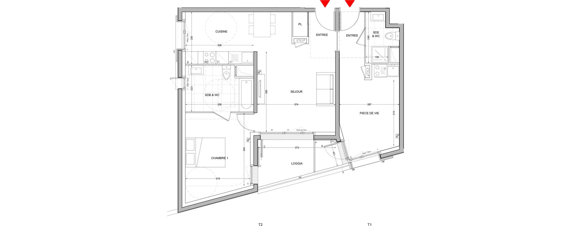 Appartement T3 de 66,32 m2 &agrave; Br&eacute;tigny-Sur-Orge Carouge joncs marins