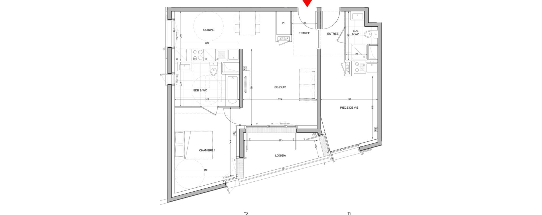 Appartement T3 de 66,32 m2 &agrave; Br&eacute;tigny-Sur-Orge Carouge joncs marins