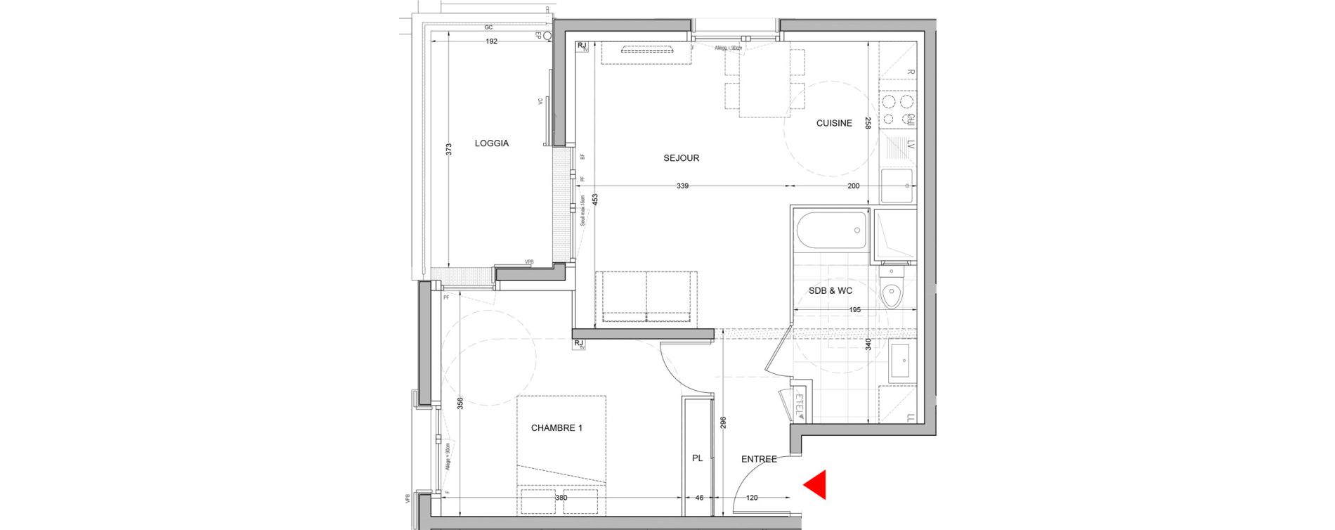 Appartement T2 de 43,31 m2 &agrave; Br&eacute;tigny-Sur-Orge Carouge joncs marins