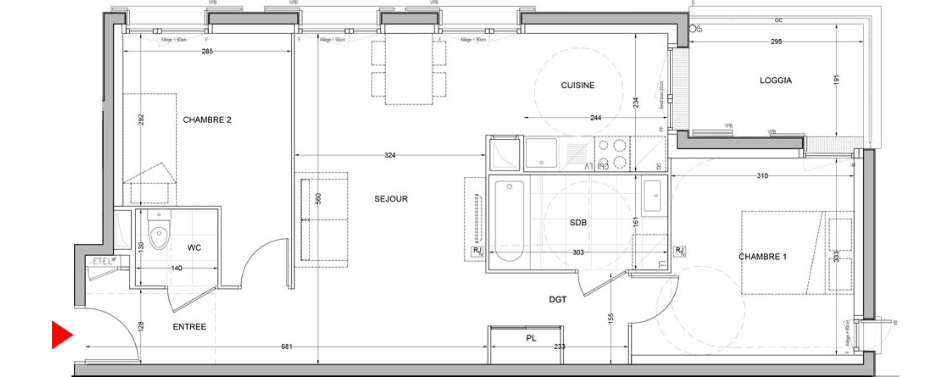 Appartement T3 de 61,31 m2 &agrave; Br&eacute;tigny-Sur-Orge Carouge joncs marins