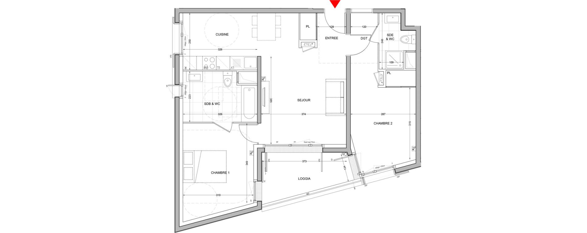 Appartement T3 de 66,32 m2 &agrave; Br&eacute;tigny-Sur-Orge Carouge joncs marins